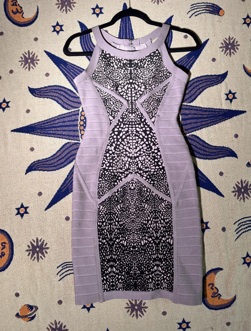 Bcbg Maxazria Dress Womens Size L Large Multi Color Pattern Body Con bandage